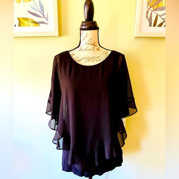 AB Studio Tops - NEW - Elegant Black Women's Poncho Style Top Size Medium